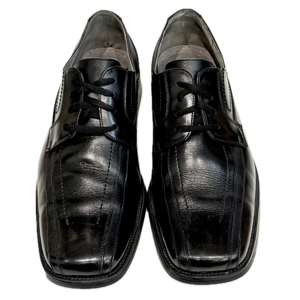 STACY ADAMS Black Leather Square-Toe Oxfords | Men's 11